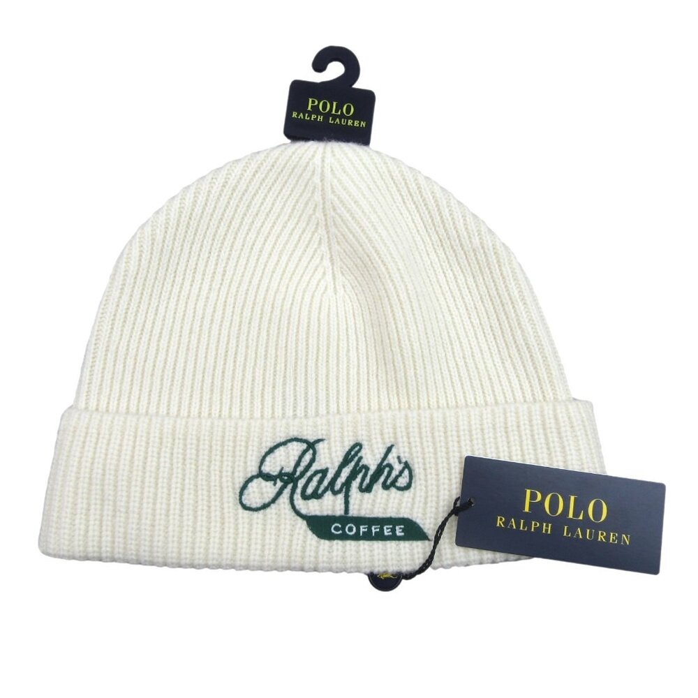 Polo Ralph Lauren Ralph’s Coffee Wool-Blend Cream Beanie Cap One Size NEW